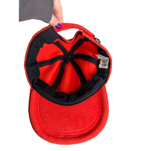 90s Gap Orange Fleece Strap Back Hat Outdoors Hunting Size M/L - Picture 8 of 8